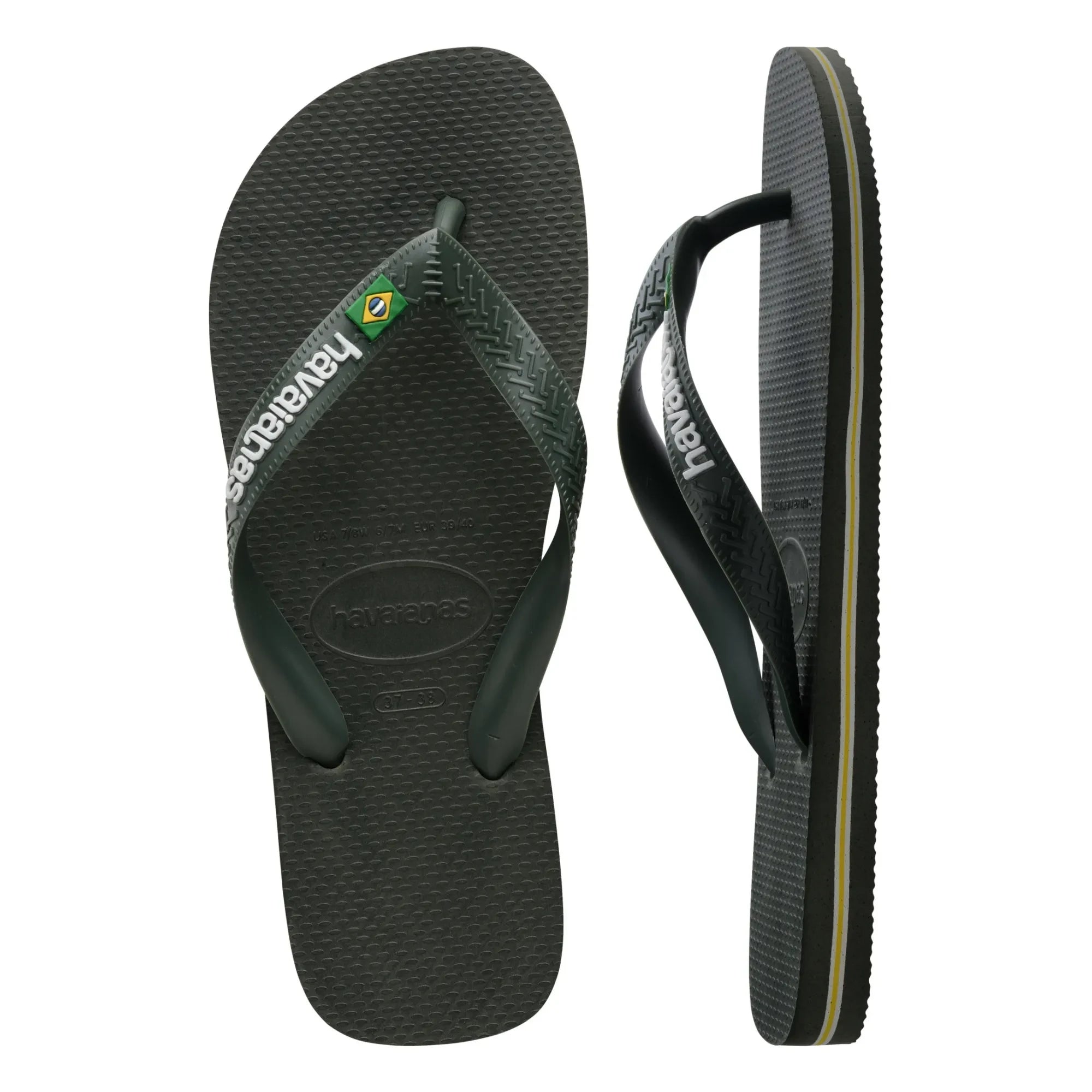 Havaianas - Brasil Logo Flip Flops | Olive Green