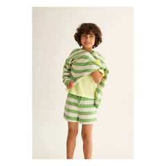 Cozmo - Orion Striped Fleece Shorts | Meadow Green