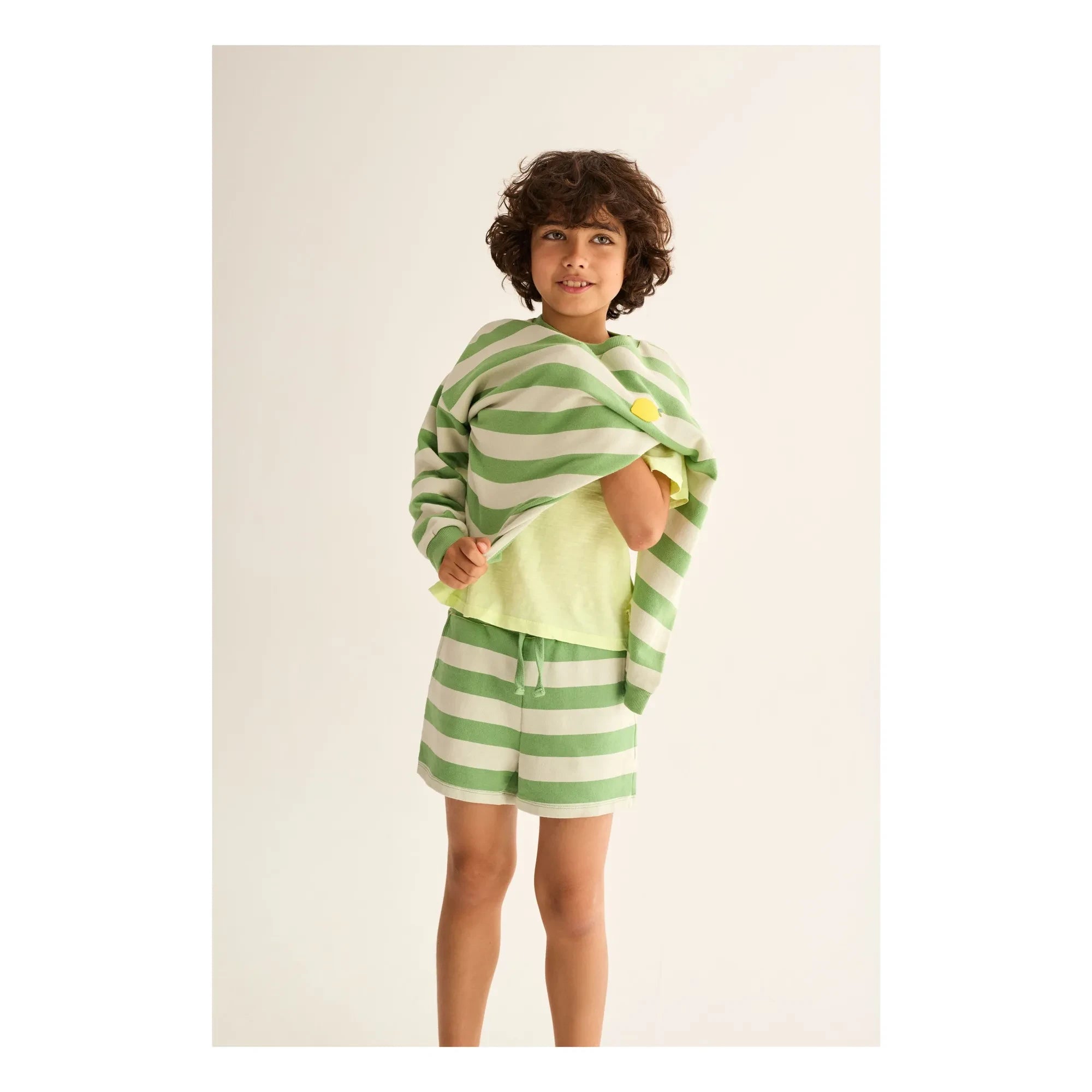 Cozmo - Orion Striped Fleece Shorts | Meadow Green