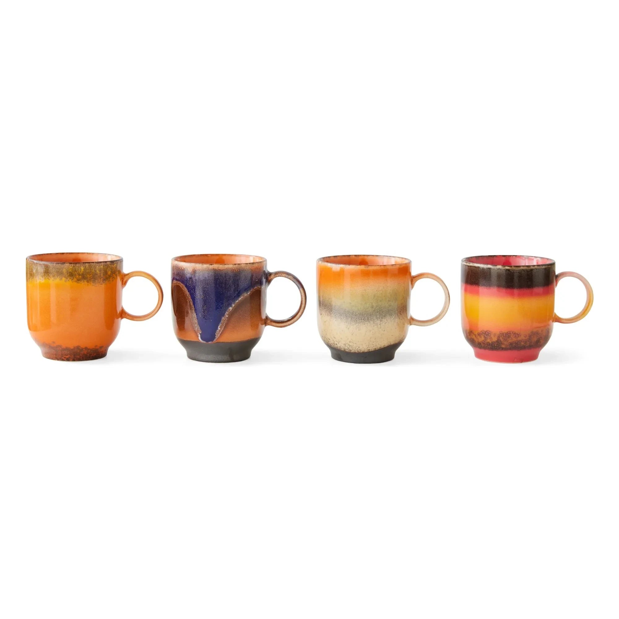 HKliving - Brazil Ceramic Mugs - 70s Ceramics - Set of 4