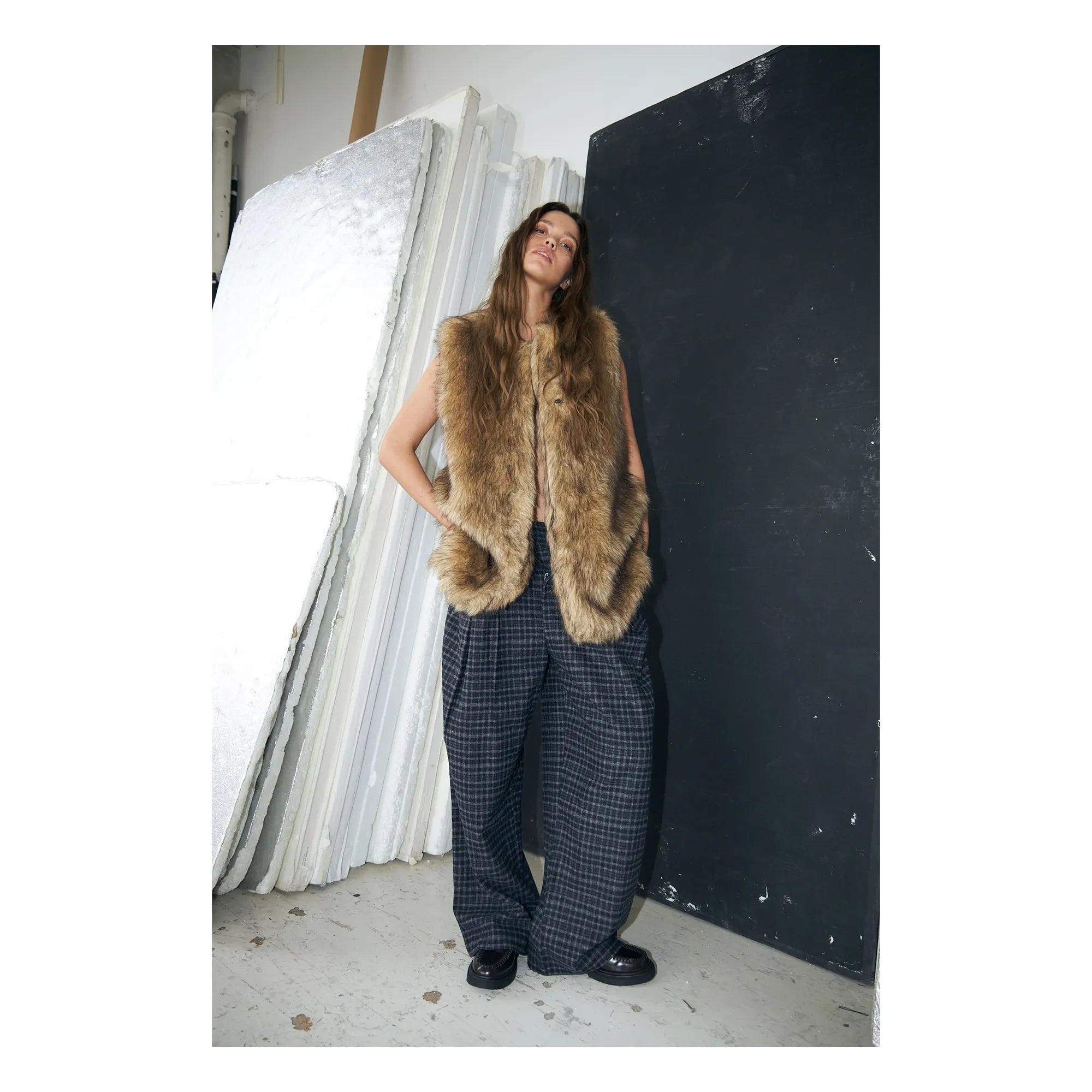 Lollys Laundry - Mae Checkered Jacket | Night Blue
