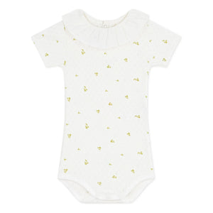 Small Boat - Organik Pamuk Çiçek Yaka Bodysuit | Ekru