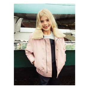 Fille Garçon - Hold Ya Horses Leather Sherpa Collar Jacket | Dust Pink