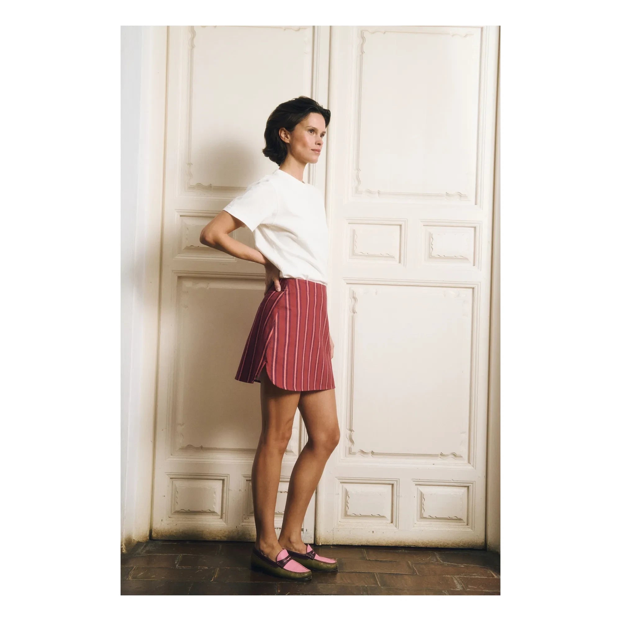 Maria de la Orden - Selena Cotton Striped Skirt | Red