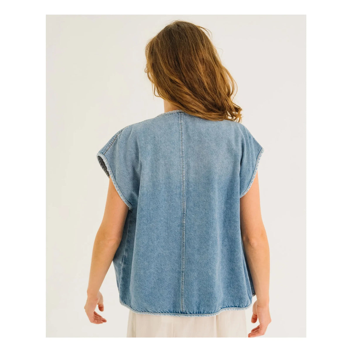 Tinsels - Edel Sleeveless Denim Jacket | Blue