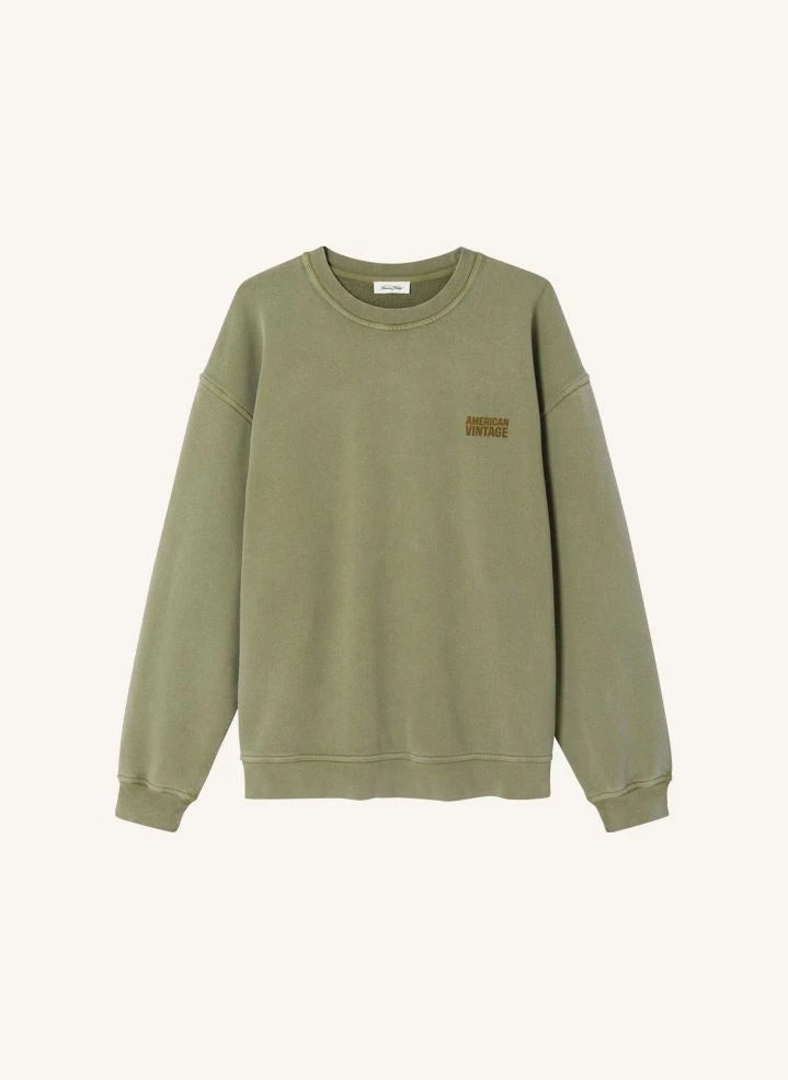 American Vintage - Plizzy yuvarlak yaka sweatshirt | Haki