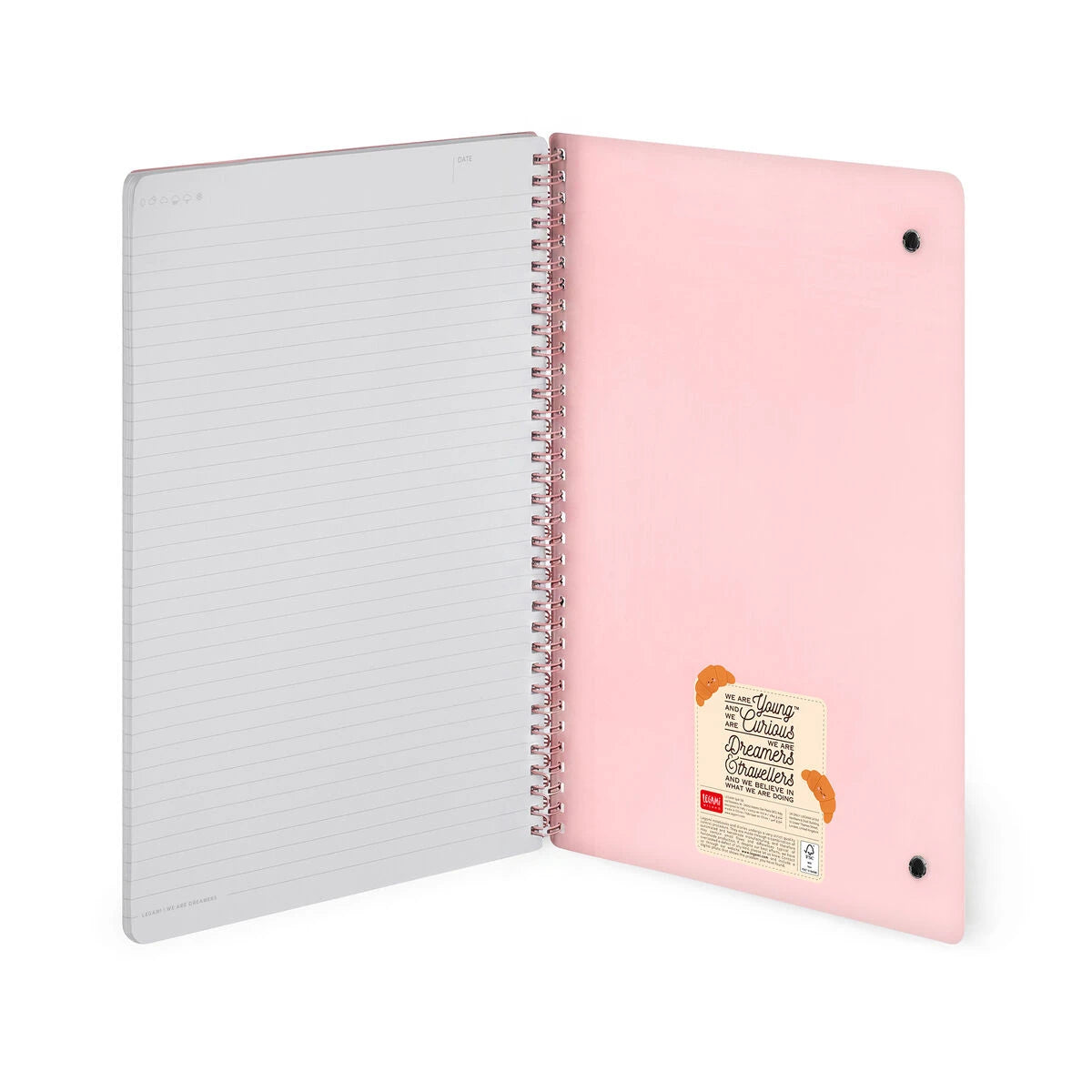 Legami - A4 Çizgili Resimli Sert Kapaklı Defter - Kruvasan - Spiral Ciltli