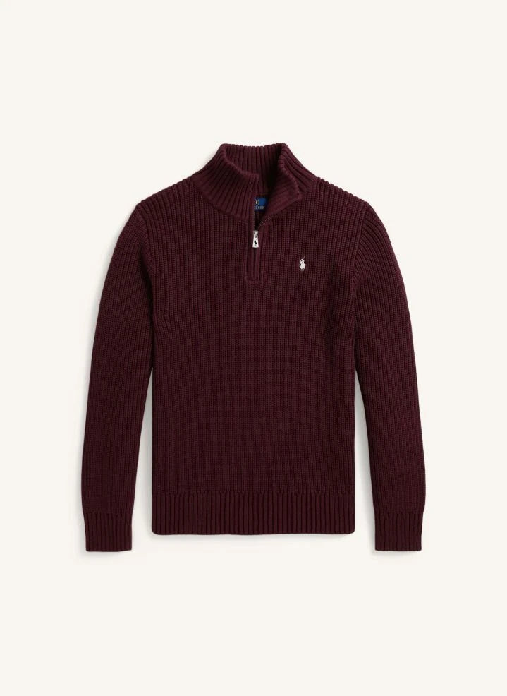 Ralph Lauren - Logo trucker collar sweater | Burgundy