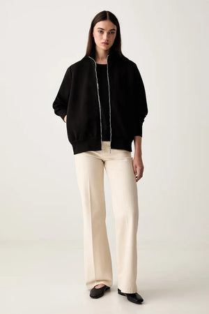 MM by Max Mara fermuarlı kadın pamuklu sweatshirt MMLVOLUME