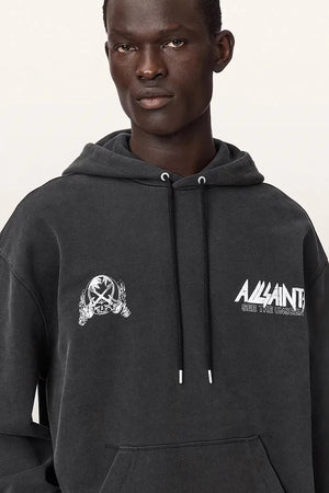 AllSaints pamuklu kapüşonlu erkek sweatshirt CHROMIUM