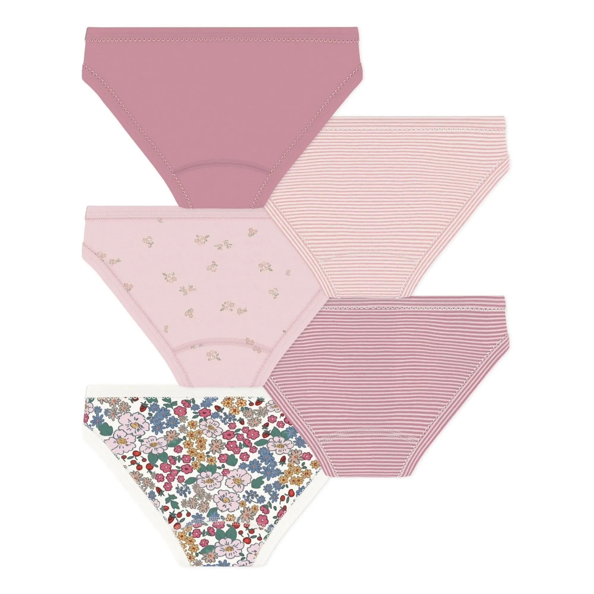 Petit Bateau - 5'li Çiçek Desenli Külot Seti | Pembe