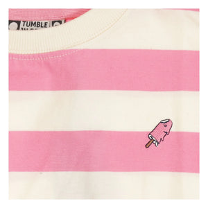 Tumble N'Dry - Colatina Oversized Striped Organic Cotton T-Shirt | Pink