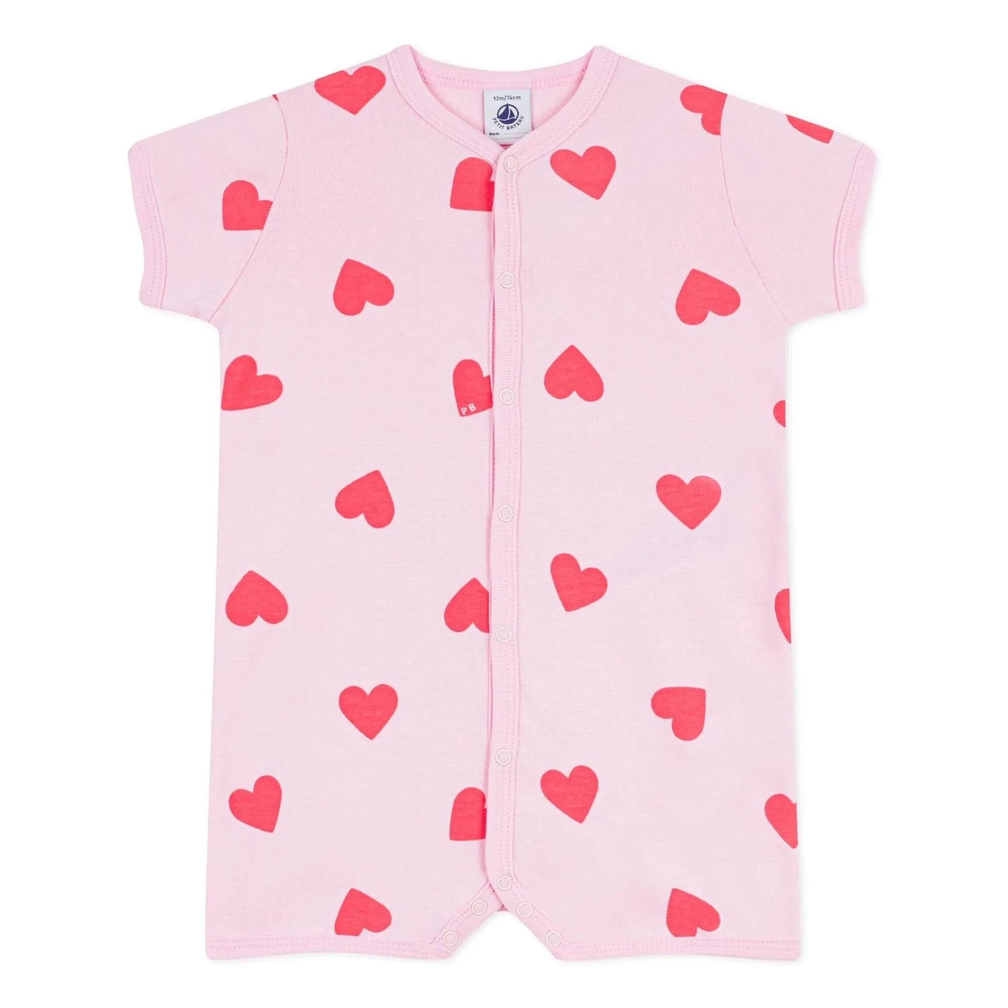 Petit Bateau - Heart Print Romper Pajamas | Pink
