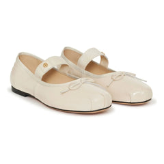 Anine Bing - Jolie Craquelé Leather Ballerina | Cream