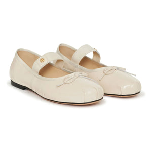 Anine Bing - Jolie Craquelé Leather Ballerina | Cream