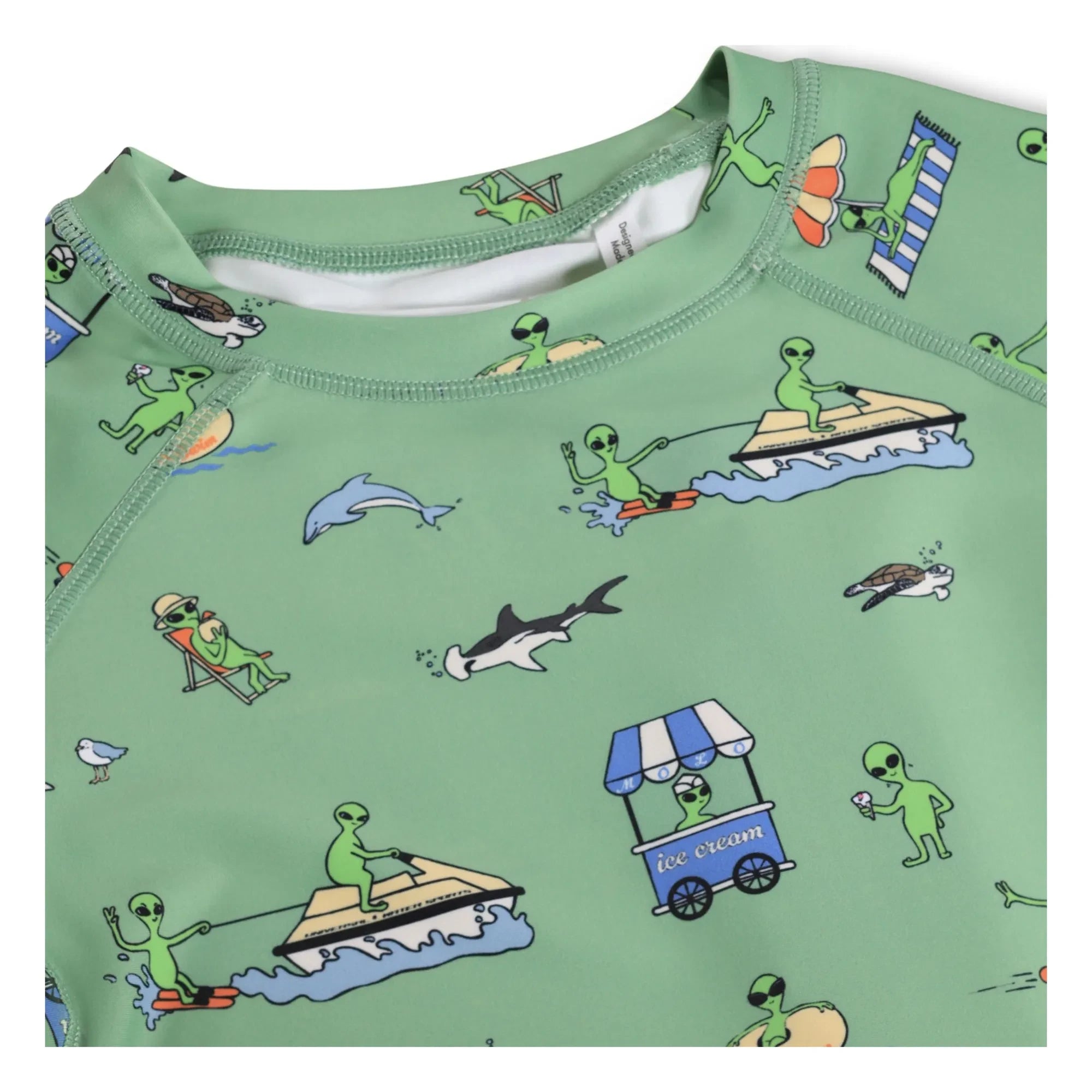 Molo - Neptune Aliens UV Protected T-Shirt Made from Recycled Fibers | Green