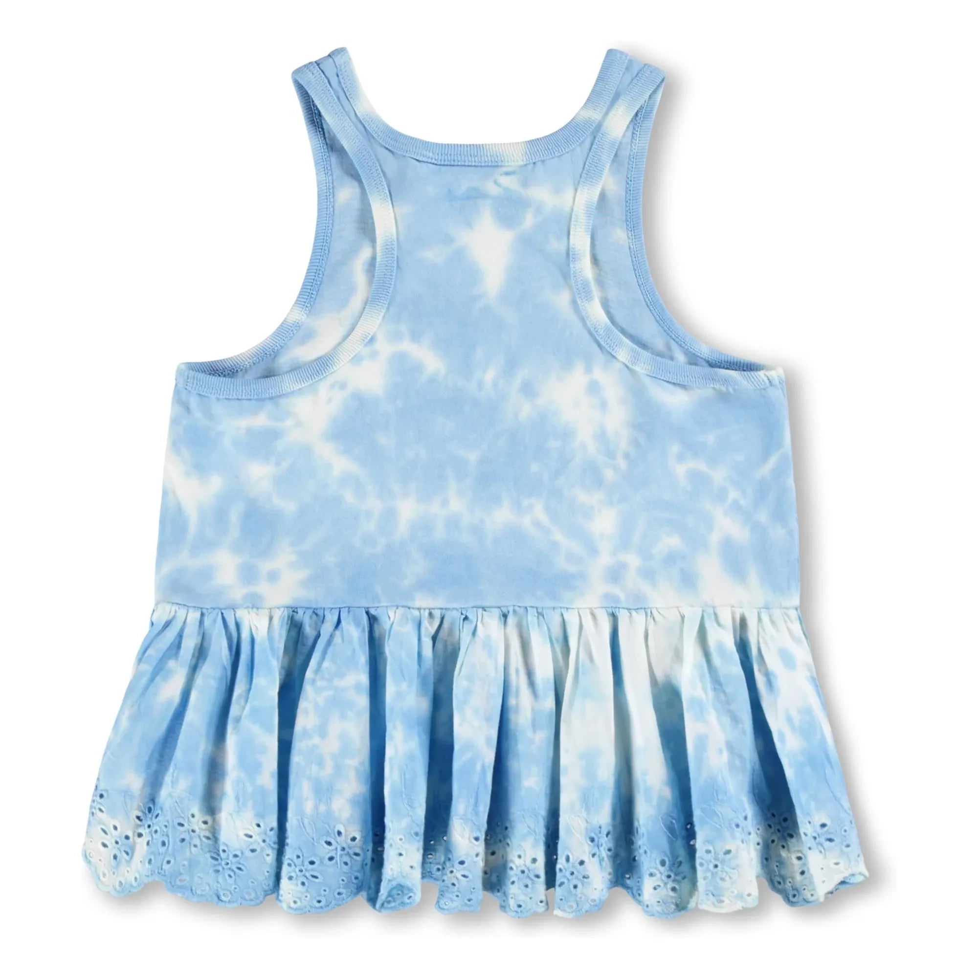 Molo - Rosa Tie and Dye organic cotton ruffle tank top | Light Blue