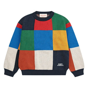 Bobo Choses - Organic Cotton Checkered Sweater | Blue