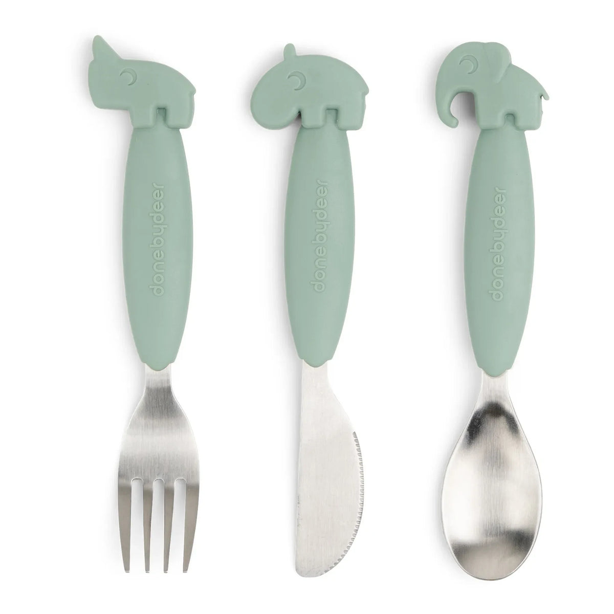 Done by Deer - Deer Friends Easy-to-Grasp Cutlery Set | Green