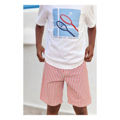 Tartine et Chocolat - Striped Bermuda Shorts | Red