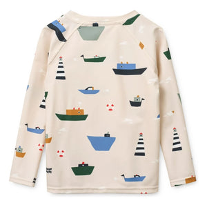 Liewood - Noah Bateaux Anti-UV T-Shirt Made from Recycled Fibers | Off-White