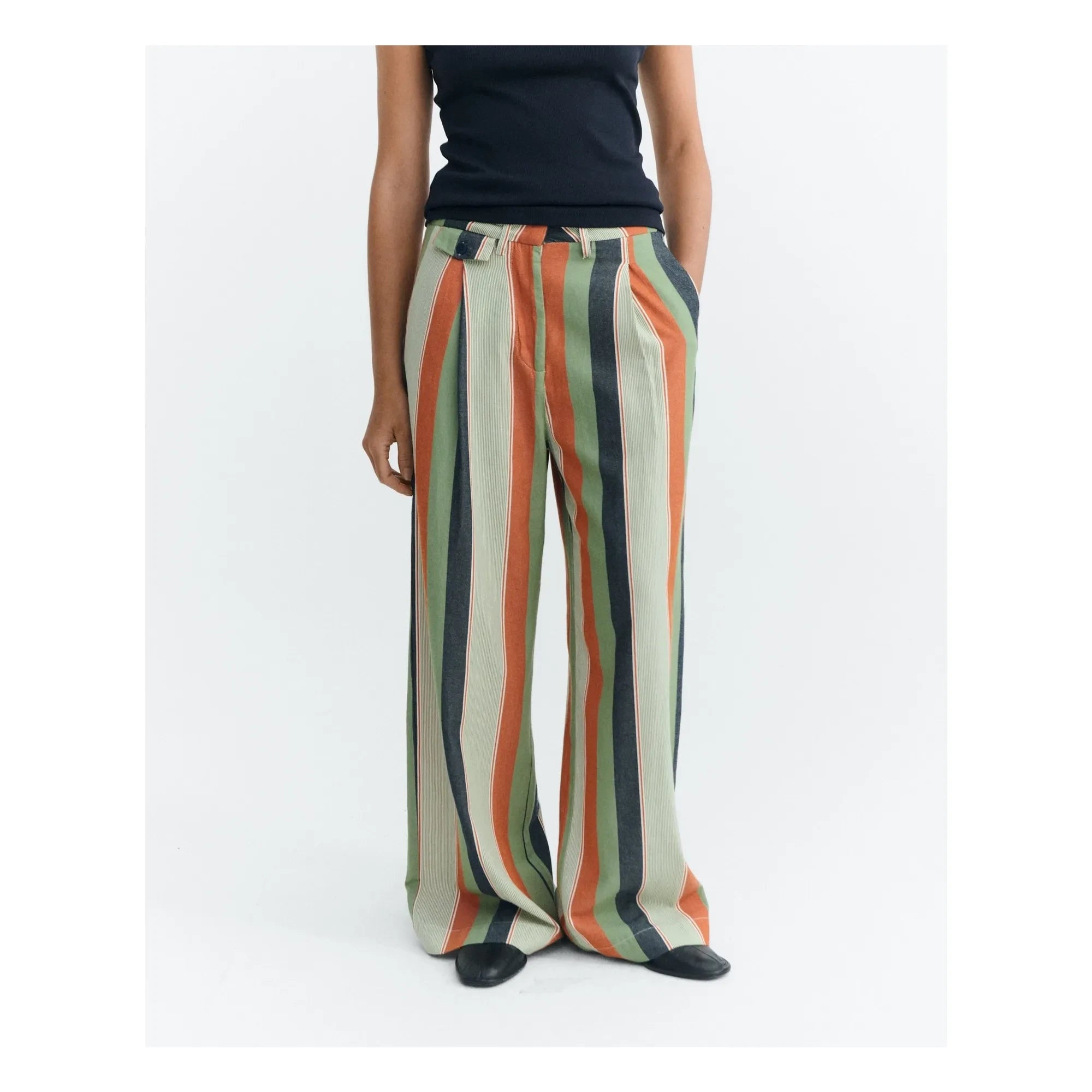 Thinking Mu - Striped Pants Made of Organic Cotton | Orange