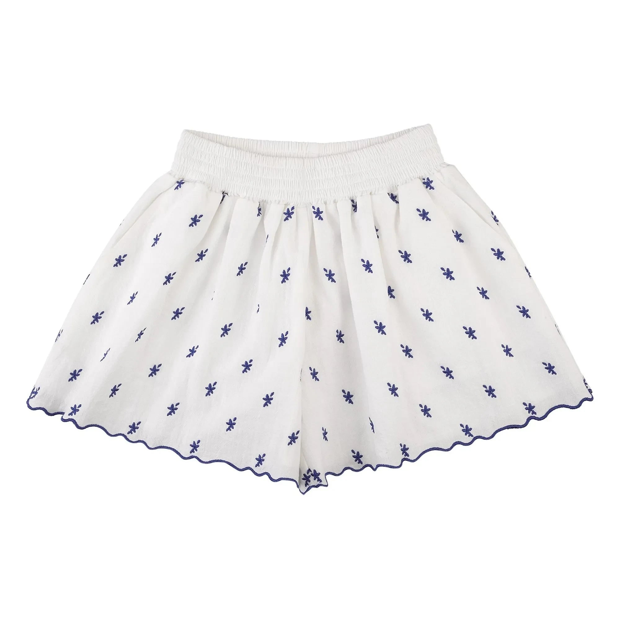 THE LiTTLE POETS - Deolinda Floral Embroidered Shorts | White