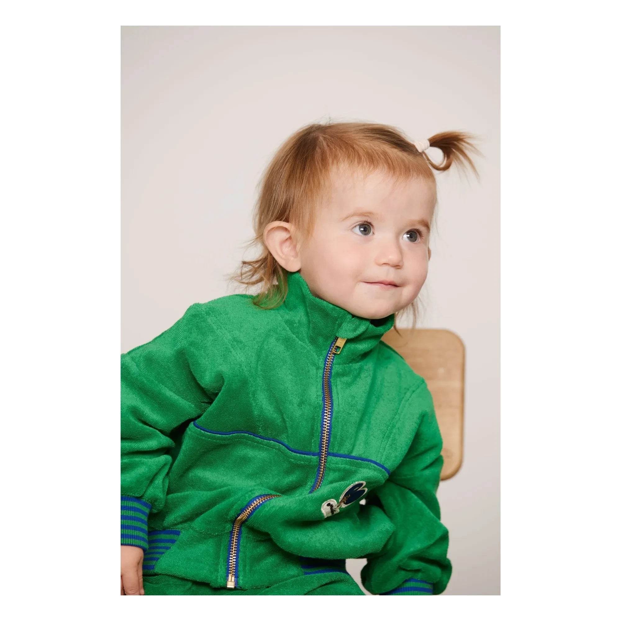 Mini Rodini - Organic cotton terry zip-up sweatshirt | Green
