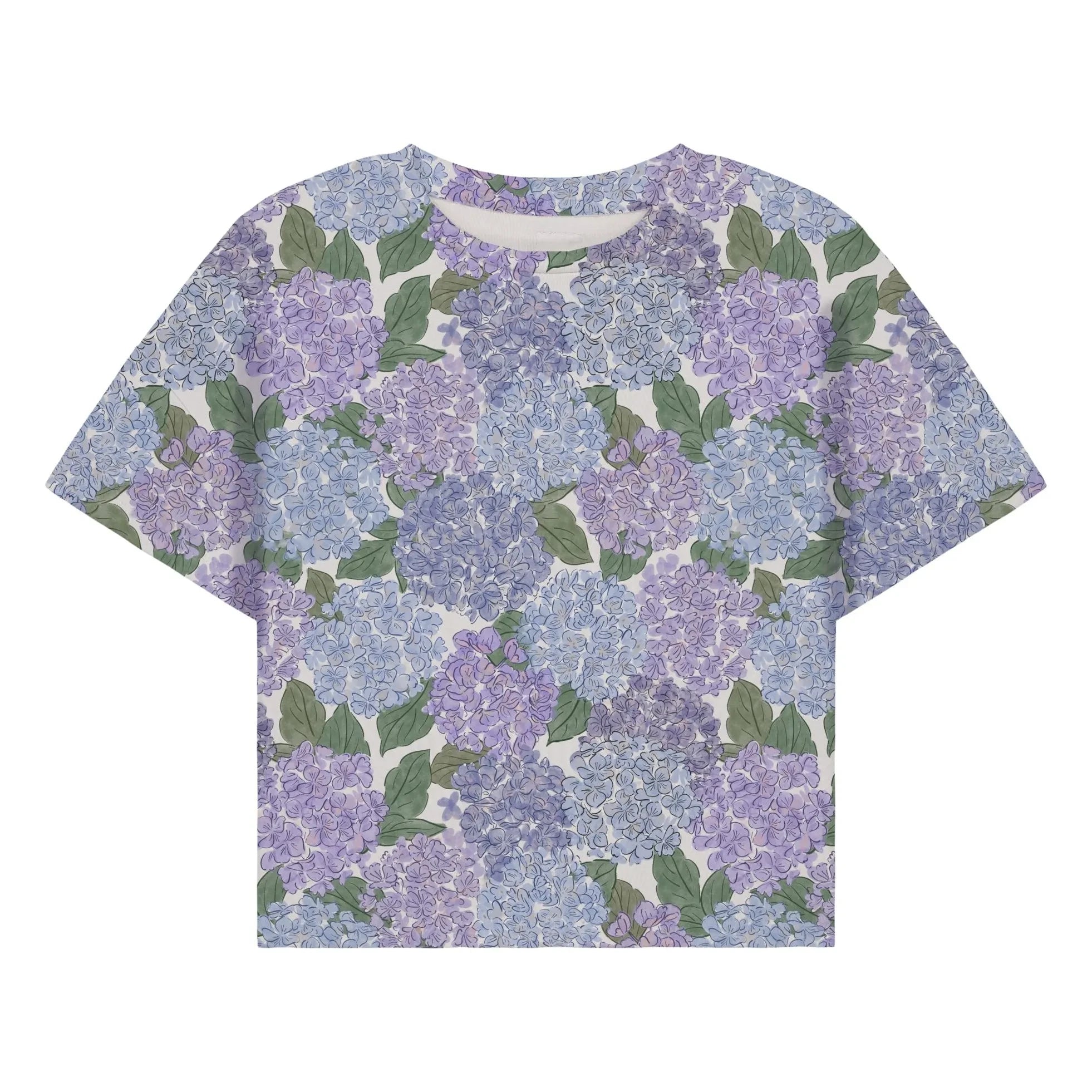Studio Bohème - Crop Flow T-Shirt with Floral Pattern Organic Cotton | Lilac
