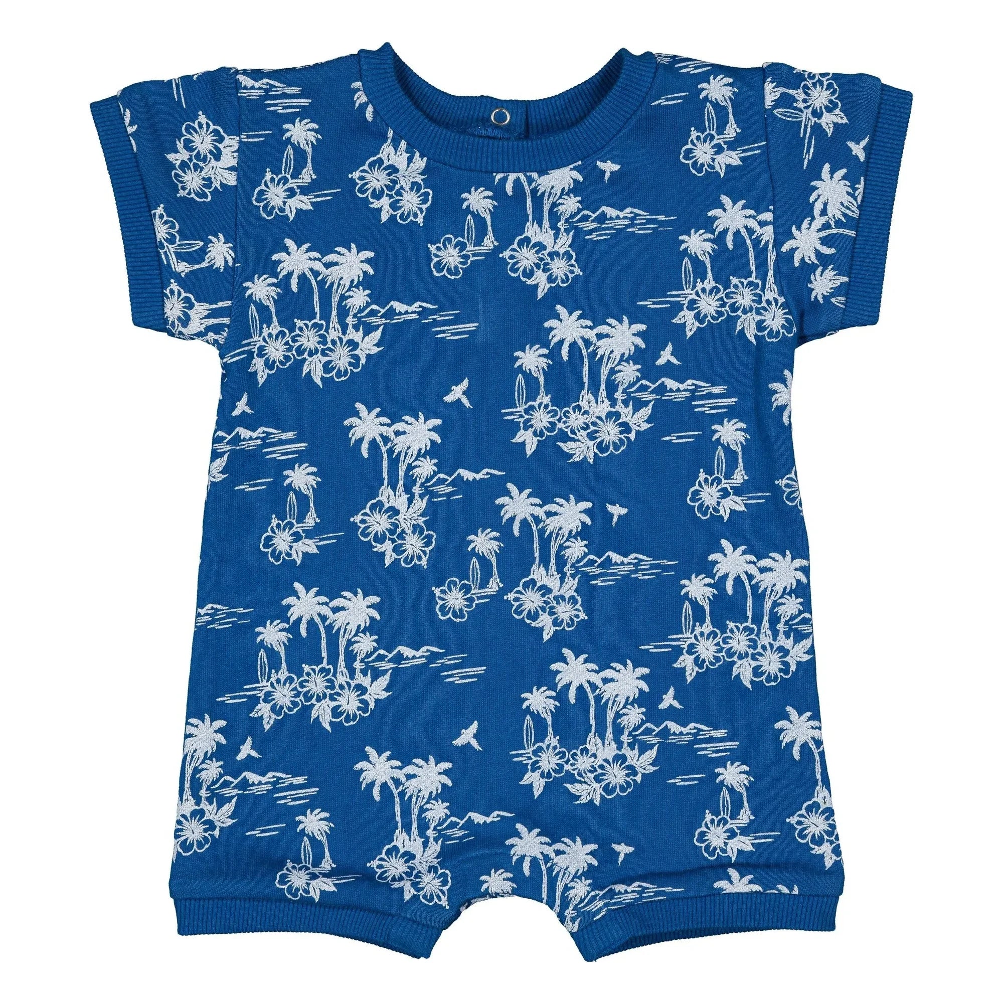 Louis Louise - Town Hawaiian Fleece Romper | Indigo