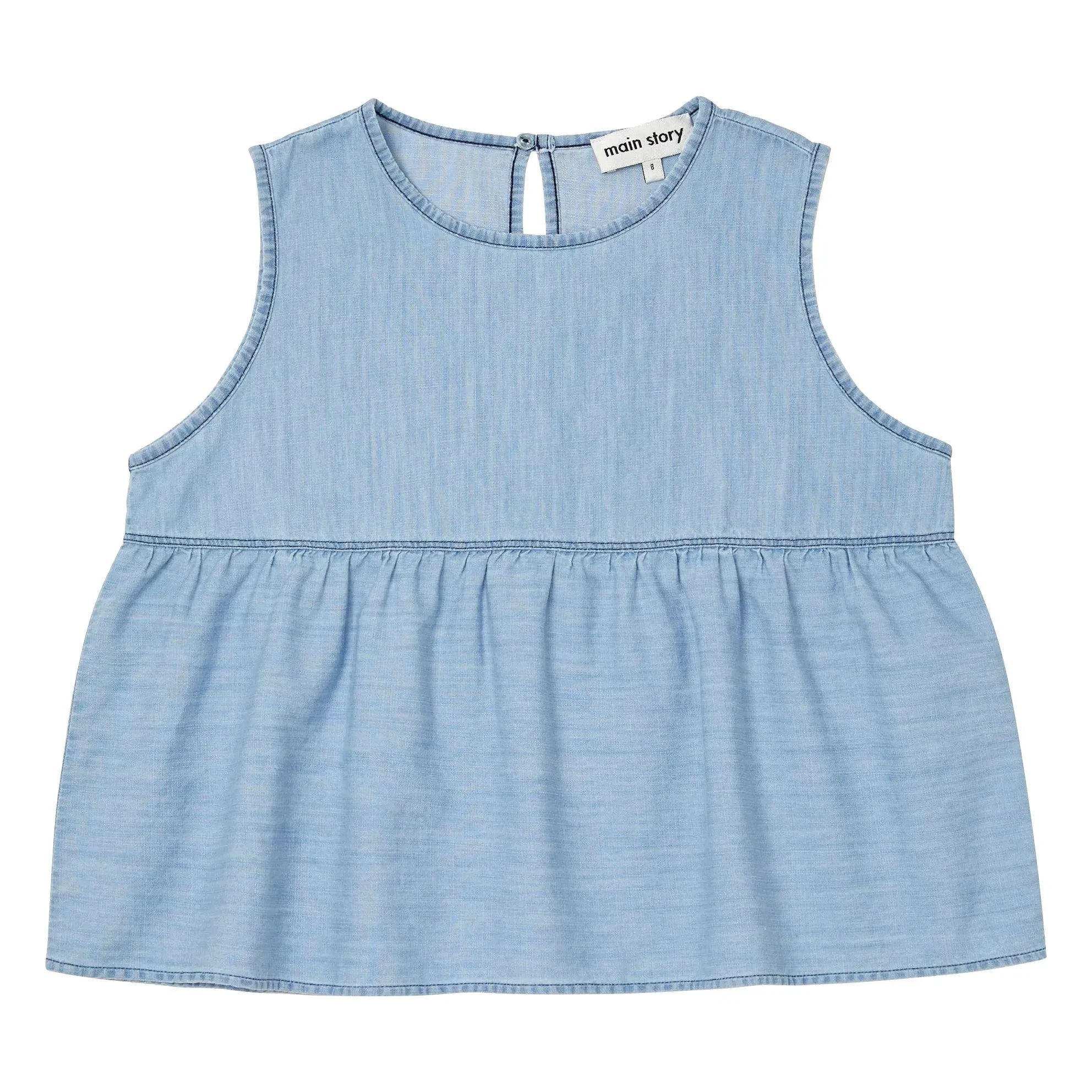 Main Story - Organic Cotton Ruffled Denim Top | Light Blue