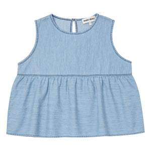 Main Story - Organic Cotton Ruffled Denim Top | Light Blue