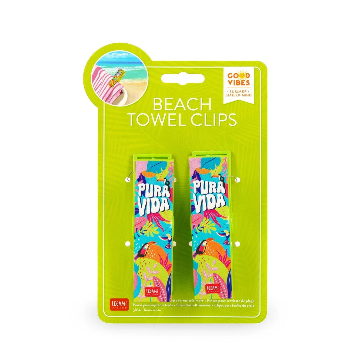 Legami - Set of 2 Beach Towel Clips - Pure Life - Beach Towel Clips