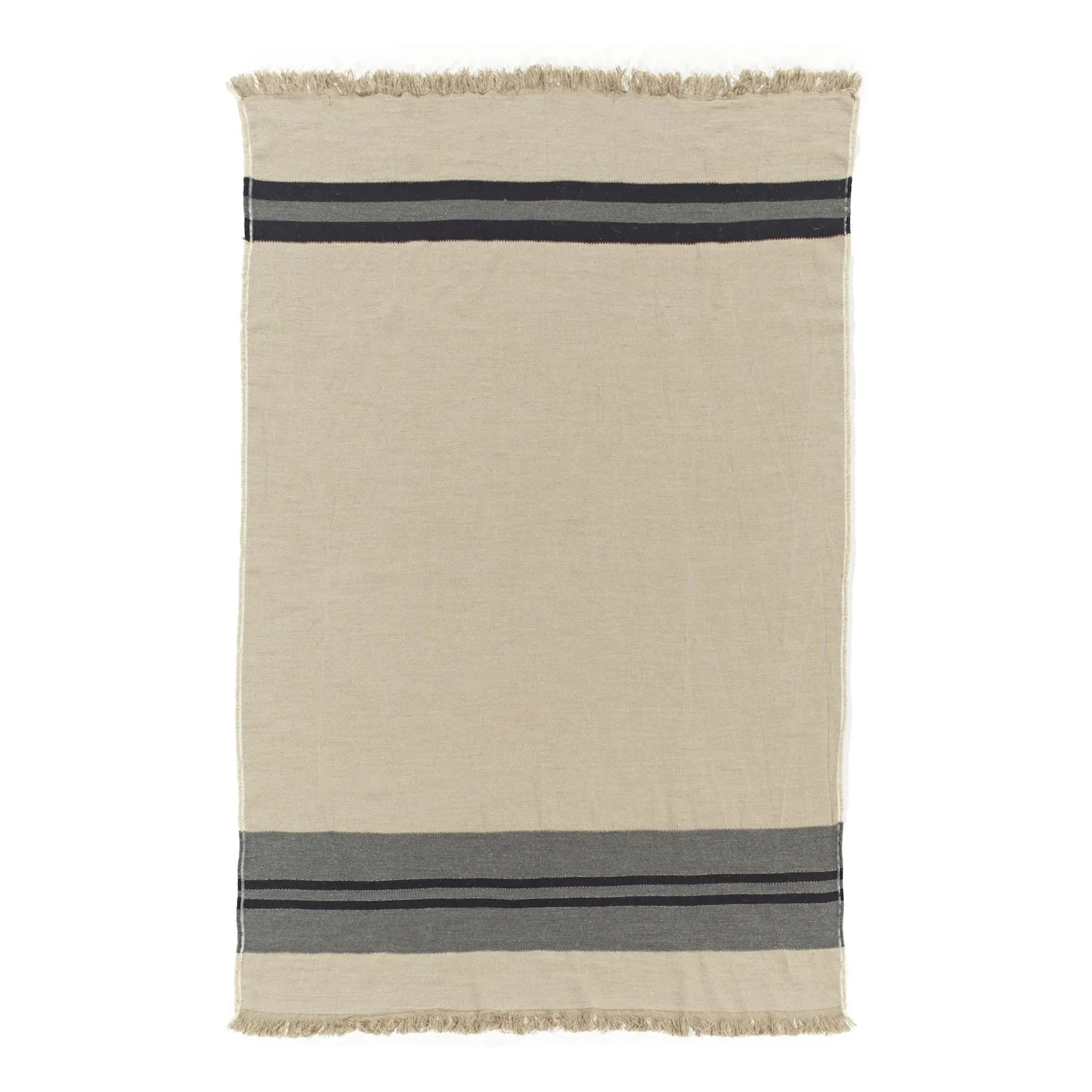 Libeco - Black House Stripe Linen Throw | Charcoal