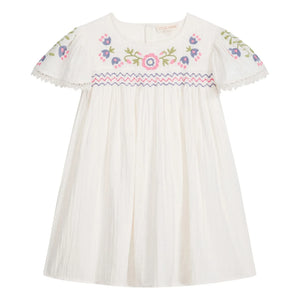 Louise Misha - Hand-embroidered Organic Cotton Dress | White