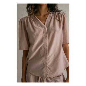 THEAVANT - Carine Poplin Silk & Cotton Blouse | Beige