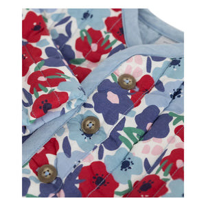 Petit Bateau - Organik Pamuk Fleurie Kapitone Ceket | Mavi