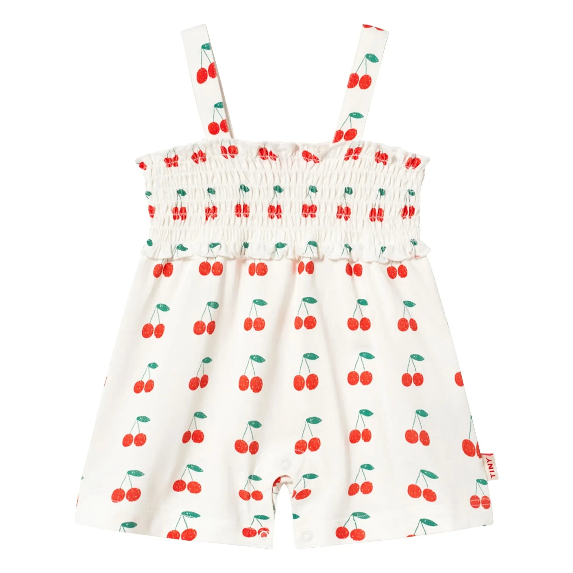 Tinycottons - Cherry Patterned Cotton Romper | White