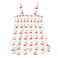 Tinycottons - Cherry Patterned Cotton Romper | White