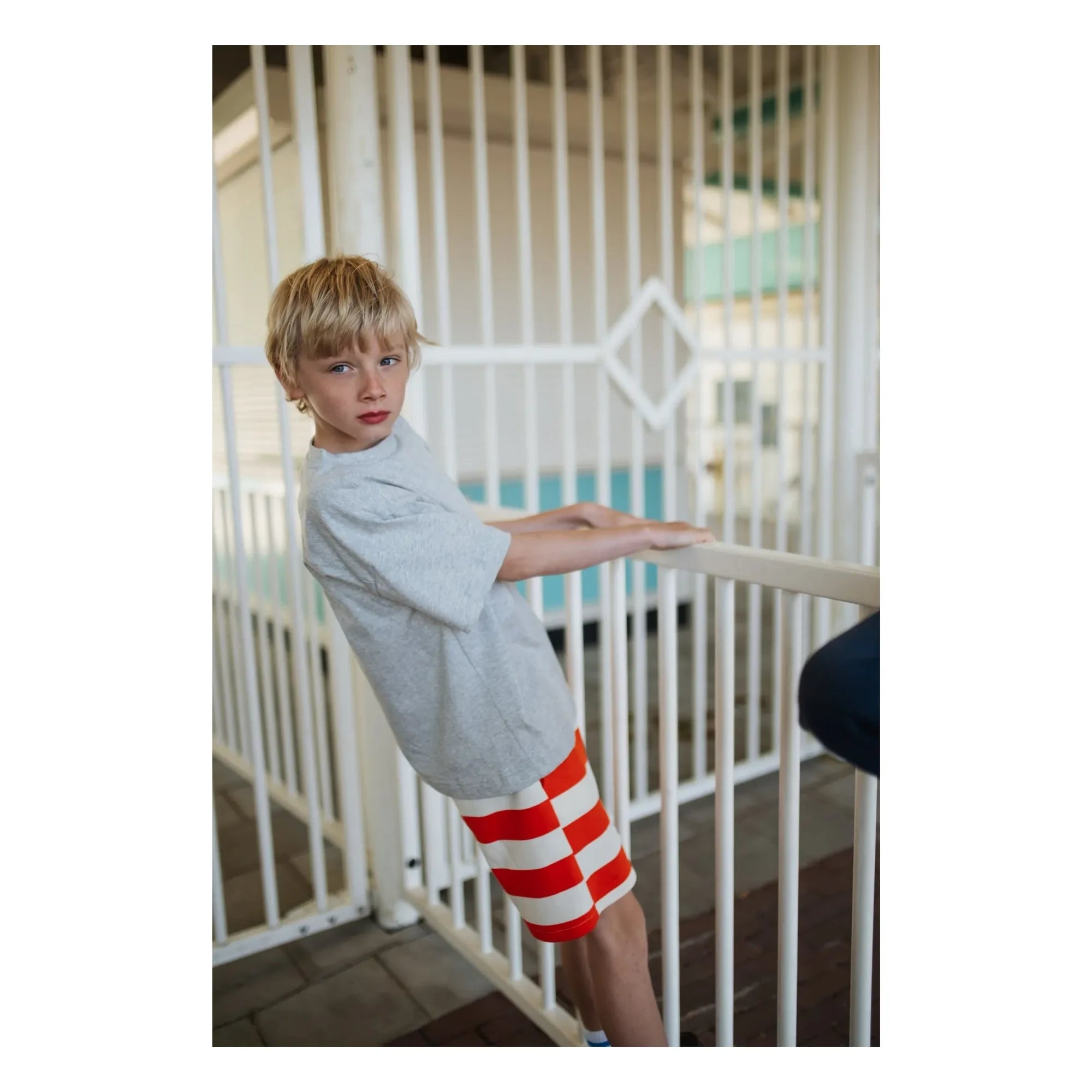 Repose AMS - Organic Cotton Striped Jogger Shorts | Red