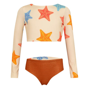 Pepita & Me - Sun Etoiles Long Sleeve Swimsuit | Ecru