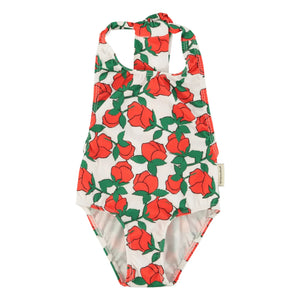 Piupiuchick - Textured Halter Swimsuit with Roses Made from Recycled Fibers | Ecru
