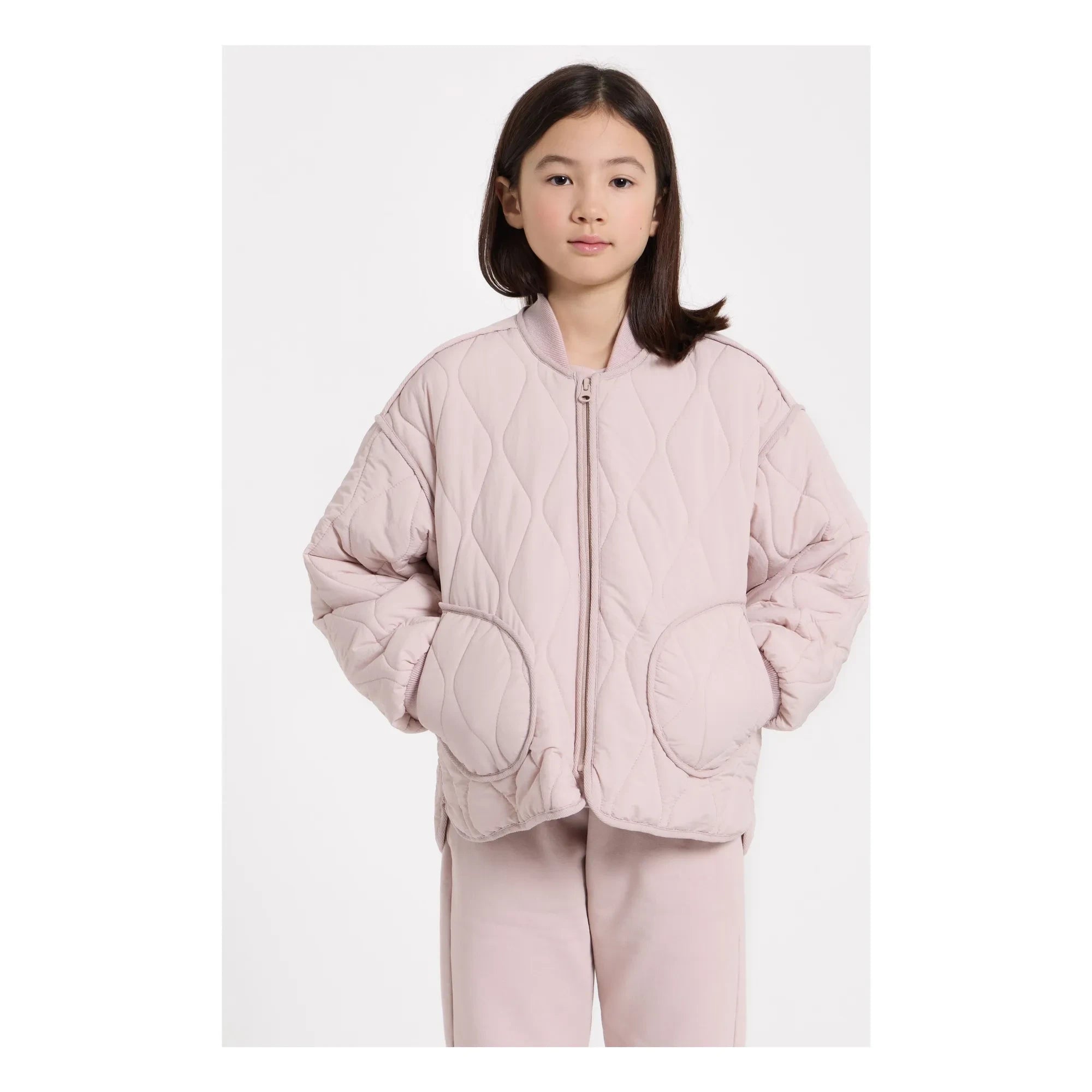 Smallable Kid - Woolen Quilted Bomber | Pale Pink