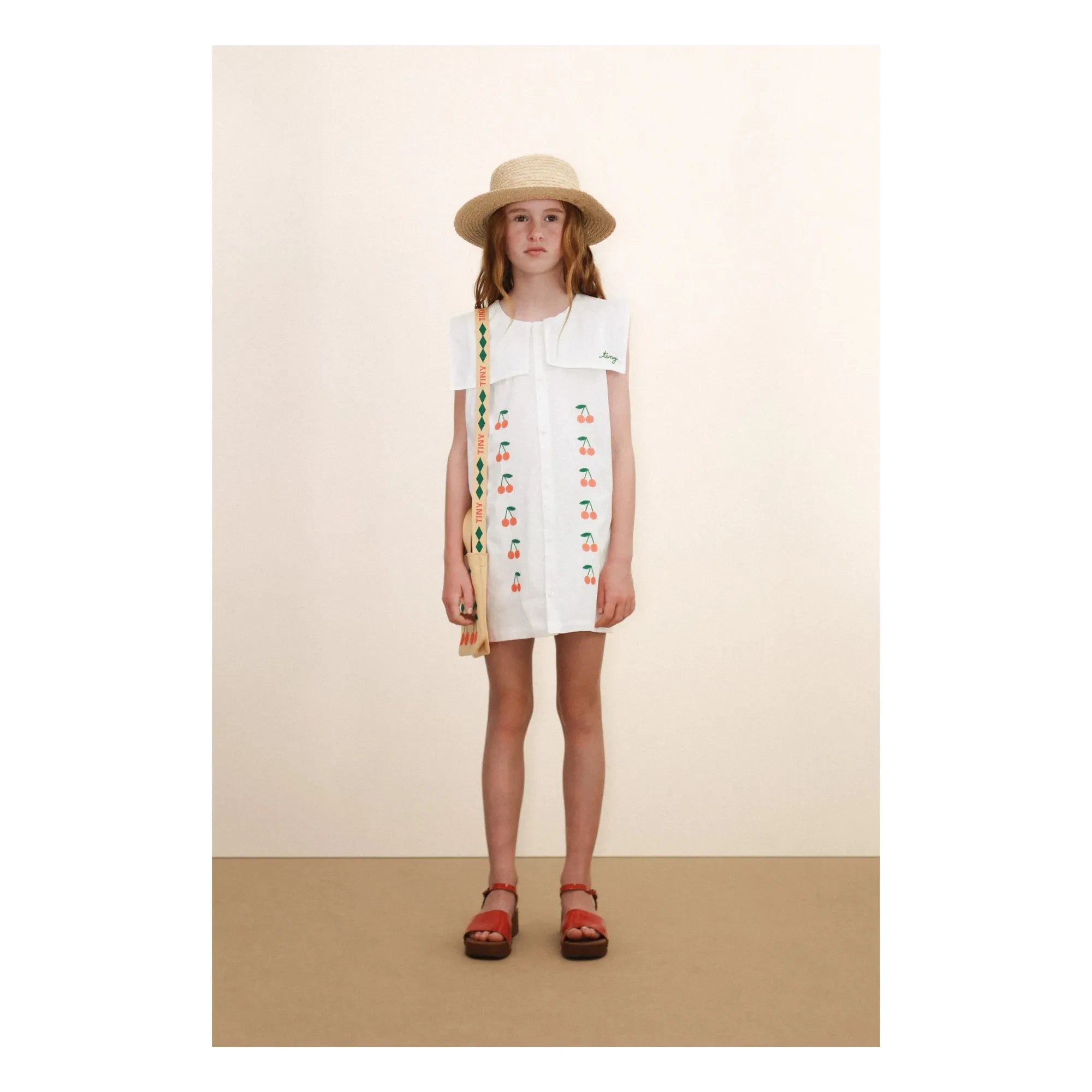 Tinycottons - Cherry Collar Dress | White
