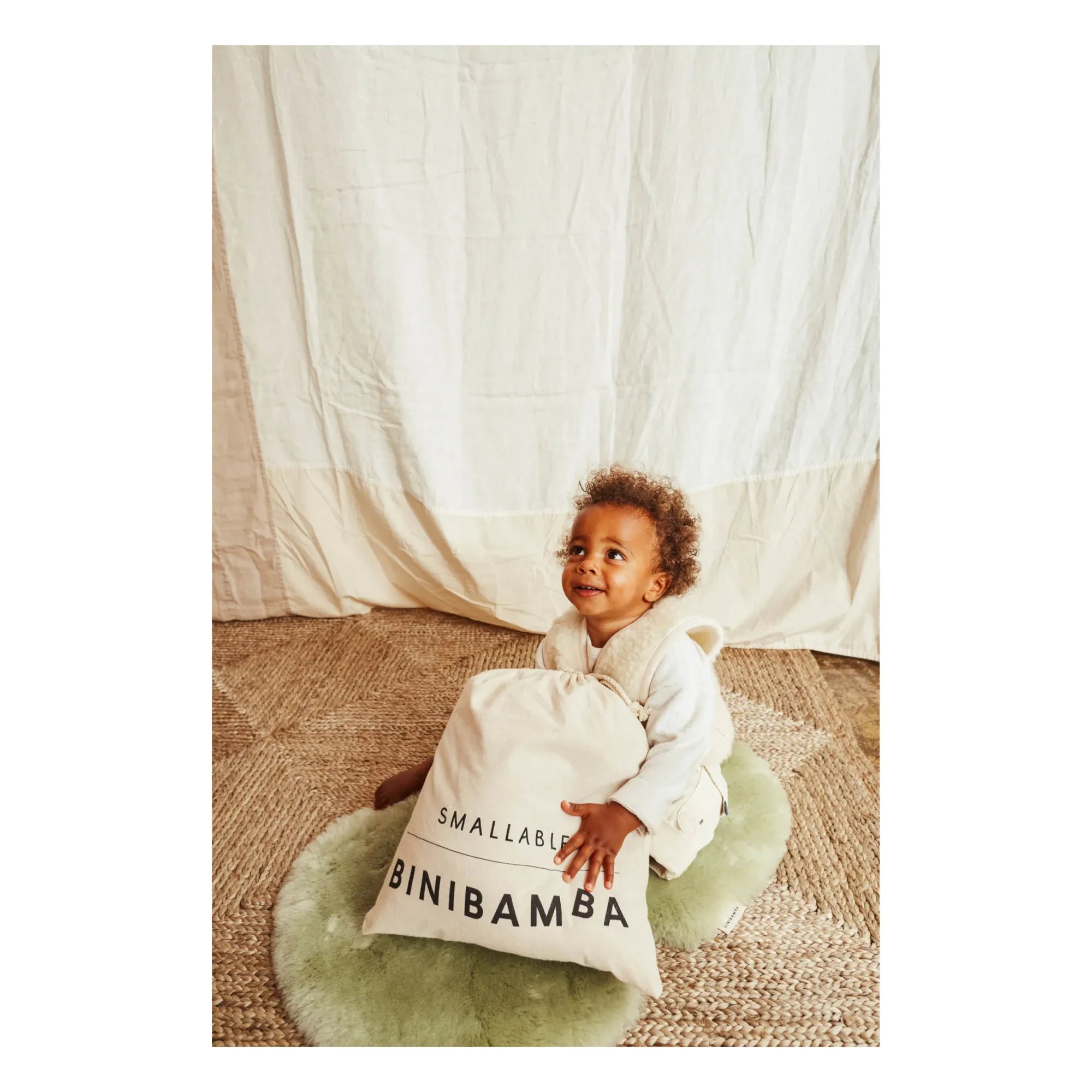 BINIBAMBA - Sheep Fur Mat for Stroller or Musa Basket | Pistachio Green