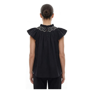 BELLEPIECE - Mykonos Cotton Poplin Top | Black