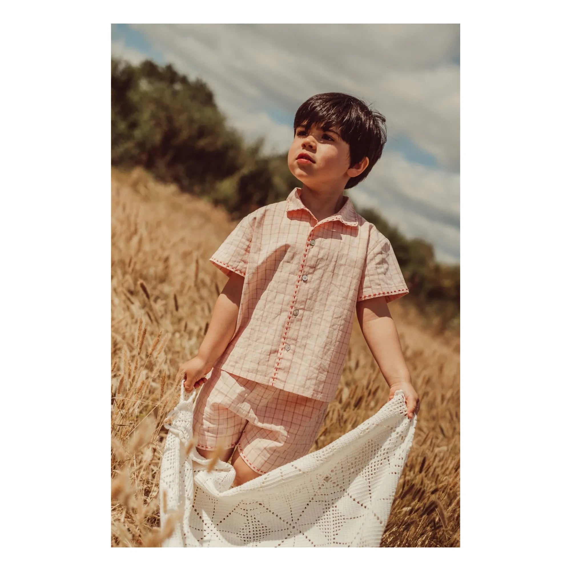 THE LiTTLE POETS - Alvaro Embroidered Shirt Organic Cotton Checkered | Light Pink