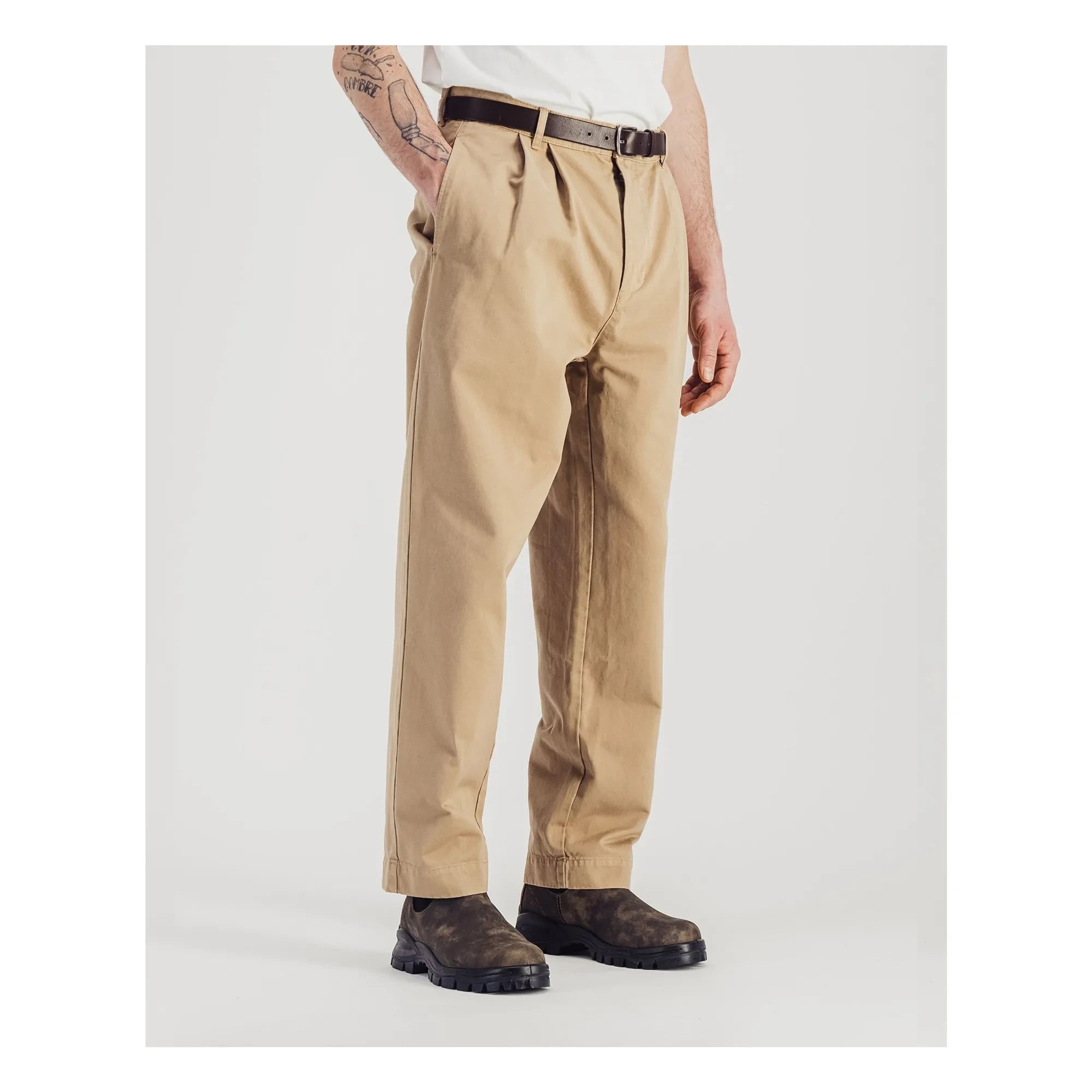 Parages - Double Pleated Twill Trousers | Beige