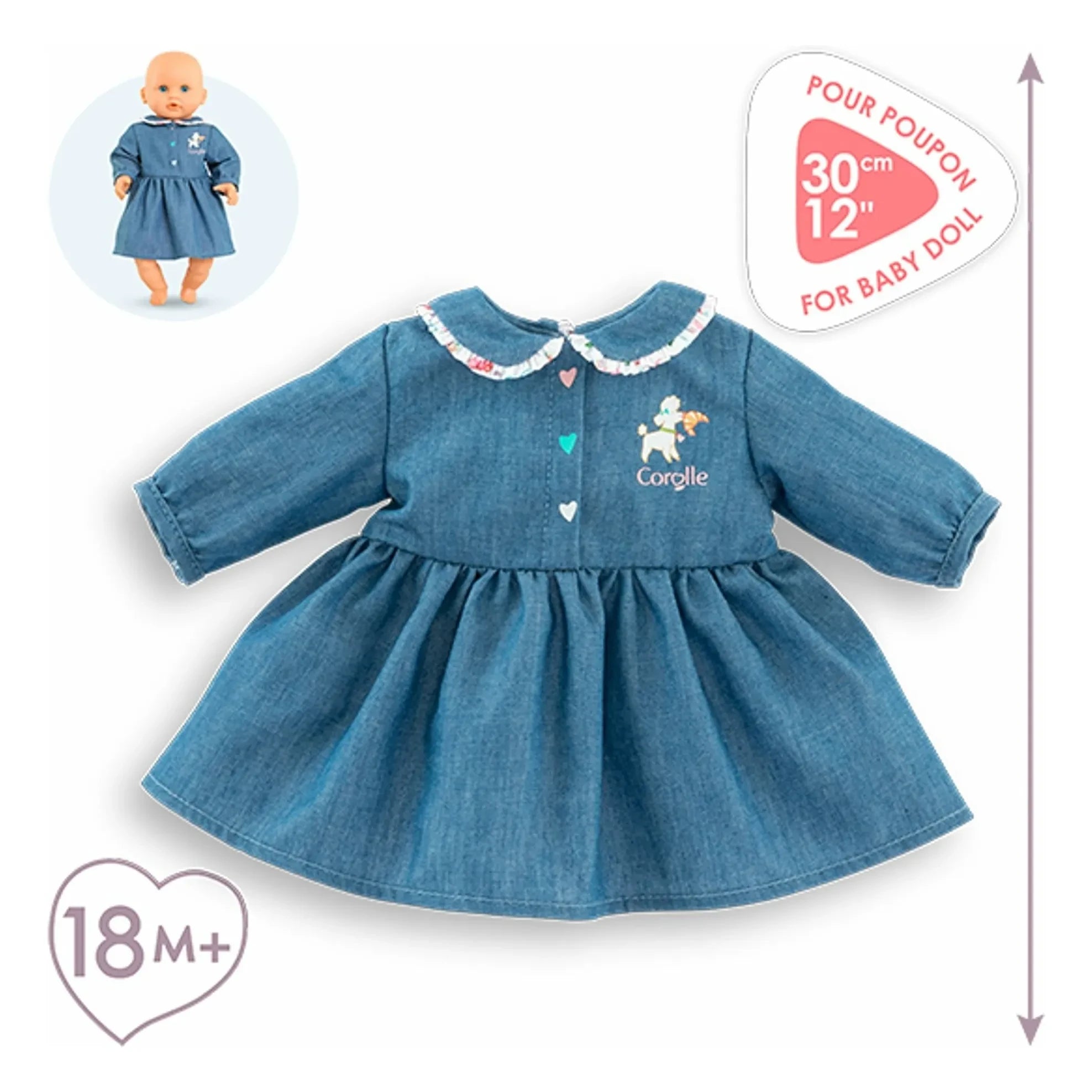 Corolle - Dress for 30 cm Baby Doll from Un Weekend à Paris | Denim Blue