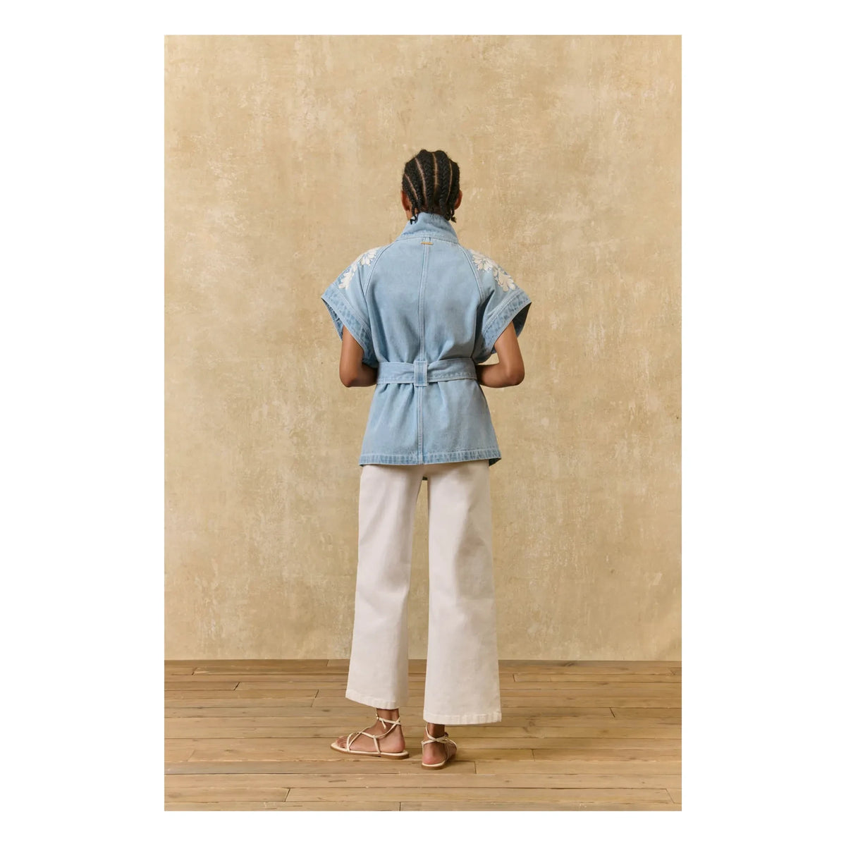 Louise Misha - Katja Cotton Sleeveless Jacket | Blue